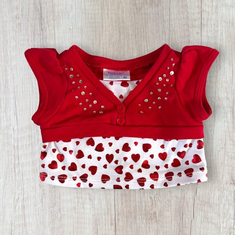 BABW Build A Bear Red Heart Y2K Rhinestone Top Valentine Plush Clothing BAB